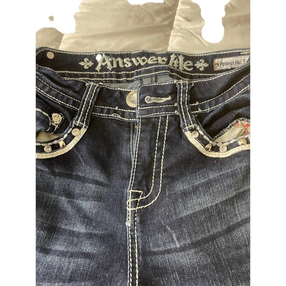 Answer Me Rhinestone Bootcut Jeans - Picture 2 of 7